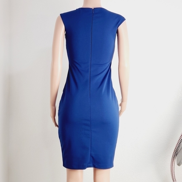 Jax Floral-Embroidered Sheath Midi Dress, Blue Pattern Size: 2 - Picture 6 of 11